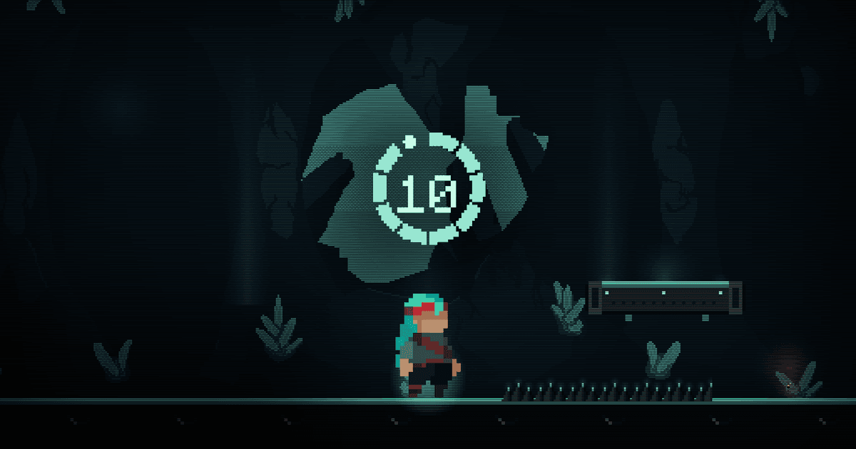 Countdown Cavern gameplay inside a pixel-art cave with gravity-flip platforming