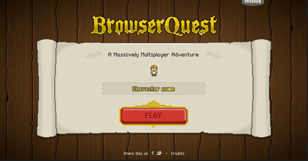 BrowserQuest title screen from the open-source browser-game project