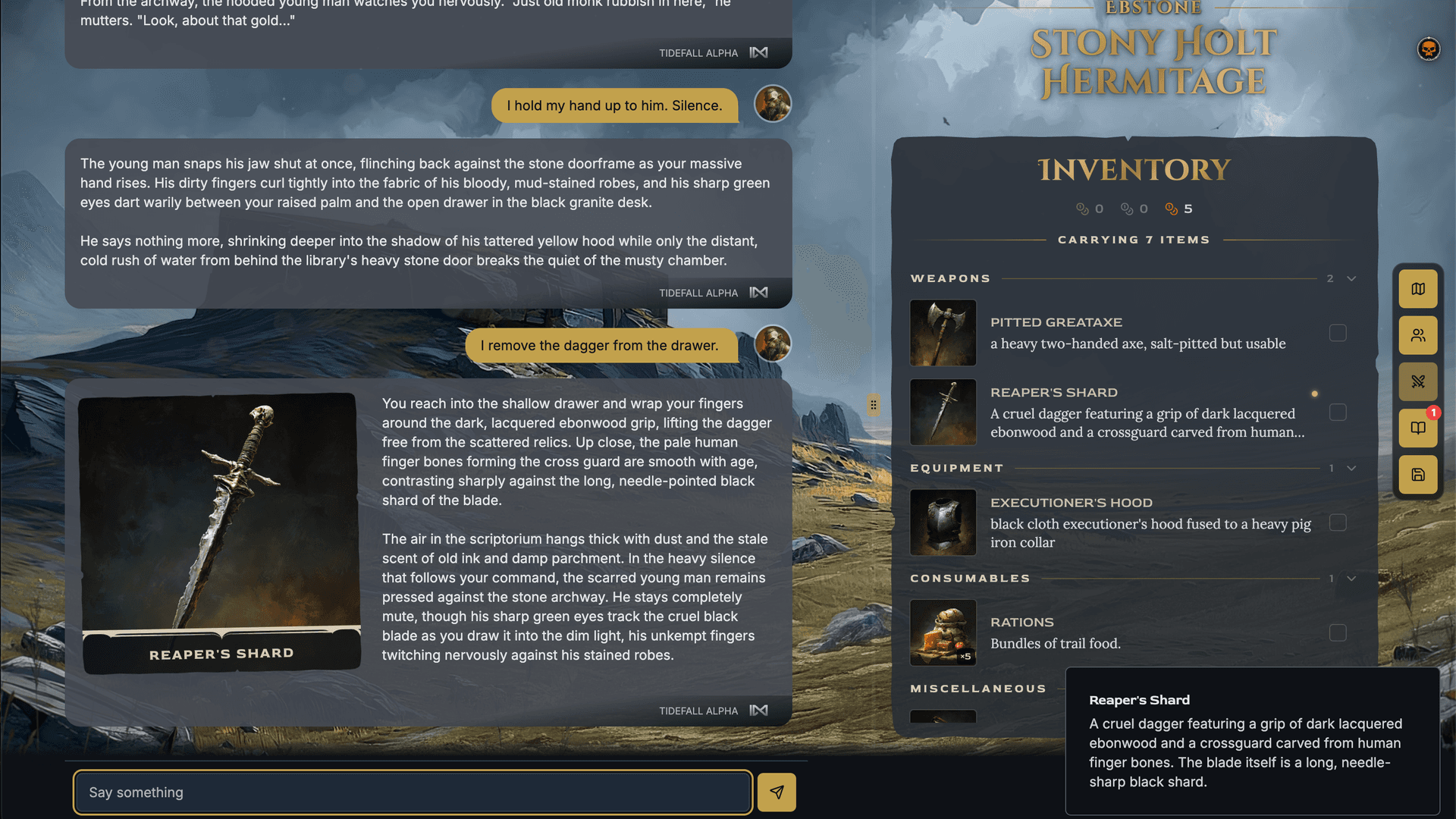 Tidefall | Solo Text-Based Fantasy RPG screenshot 1