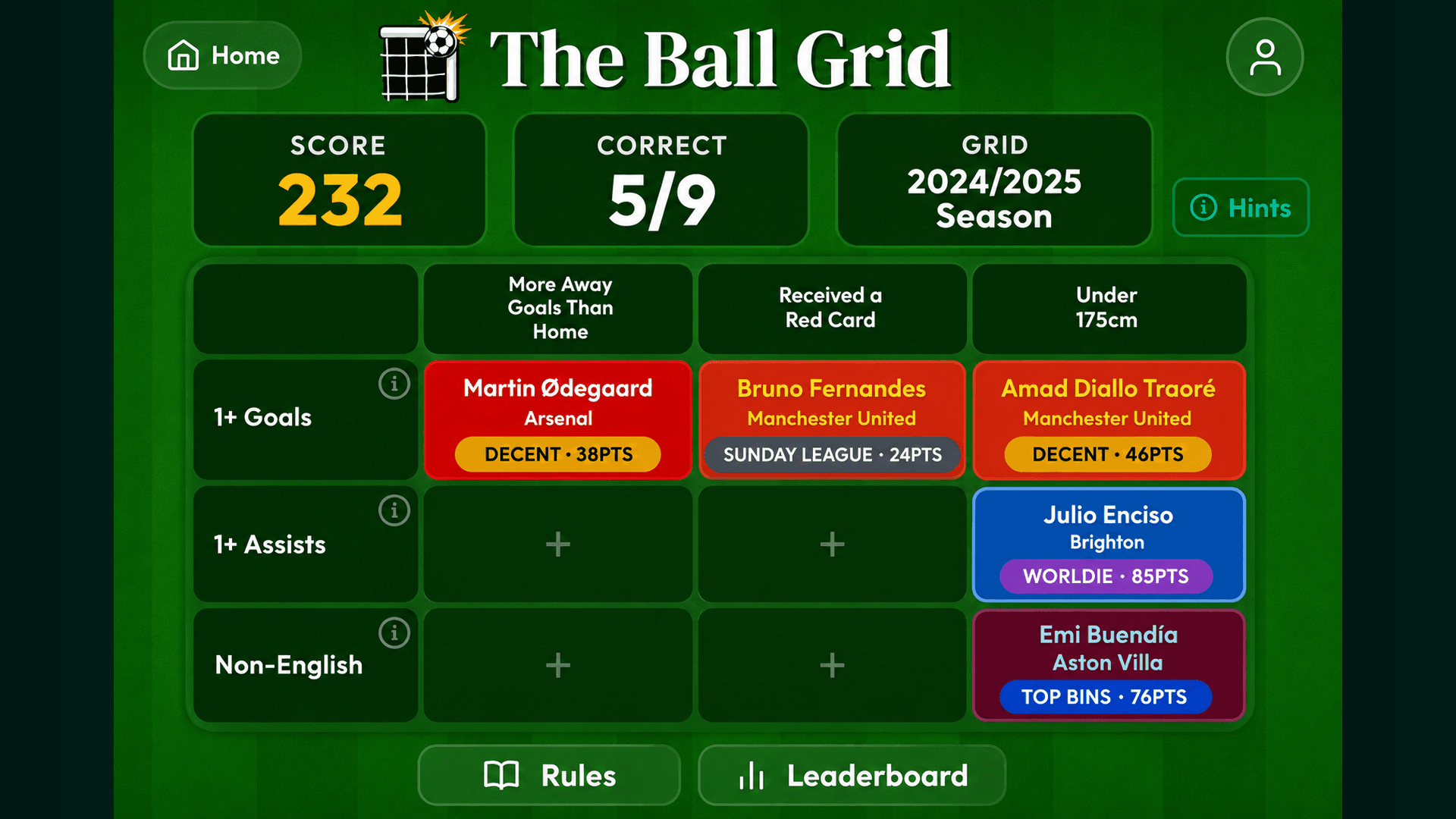 The Ball Grid | Daily Premier League Football Trivia Game cover art